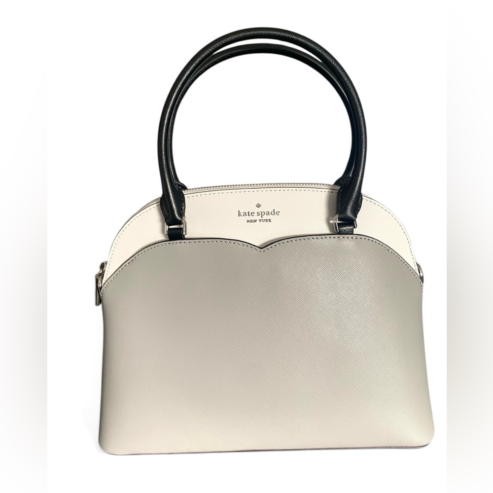 KATE SPADE Payton Colorblock Medium Dome Satchel in Black, Grey and White.